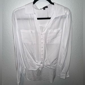 Brand new with tags white collared high low top with buttons and pockets